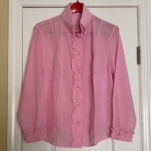 Escada Stunning Crystal Buttons Ruffle Button Down Shirt Made in Germany